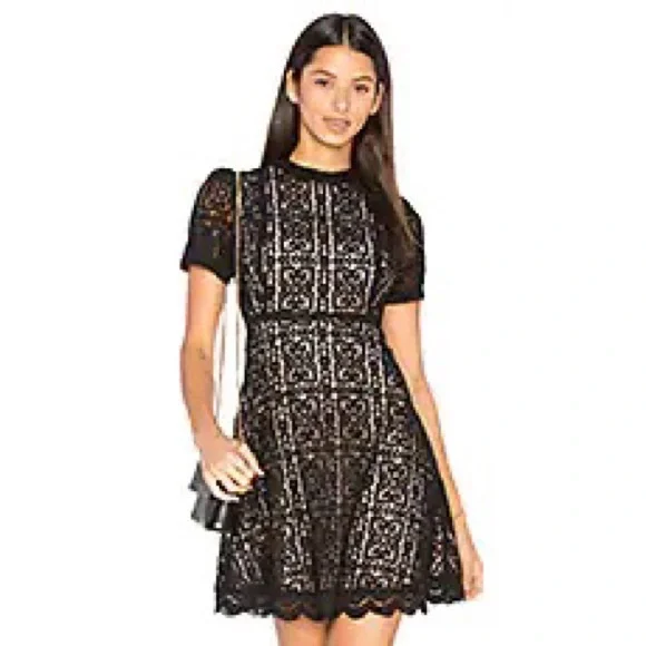 chinese dress ladies Steve Madden Women's Vivienne Mock Neck Lace Dress - Black